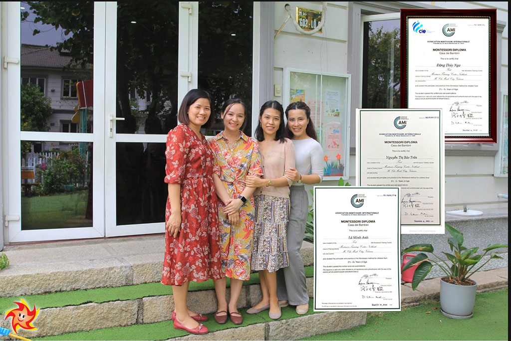 Giáo viên được đào tạo theo chuẩn AMI Montessori 
